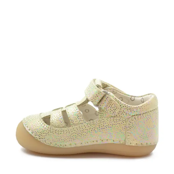 Sandale Sushy, piele naturala, talpa flexibila, crem auriu, Kickers_927897-10-73-18_Pebebe