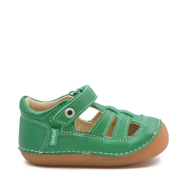 Sandale Sushy, piele naturala, talpa flexibila, verde, Kickers_611084-10-6-18_Pebebe