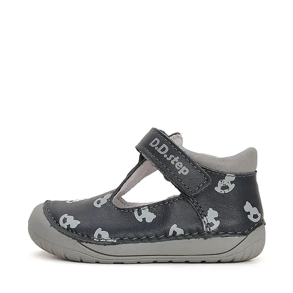 Pantofi decupati, piele naturala, primii pași, Barefoot, bleumarin, calut, D.D.Step_H070-41464A-20_Pebebe