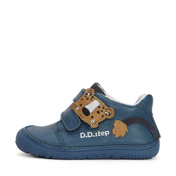 Pantofi din piele naturala, baieti, barefoot, albastru, tigru, D.D.Step_S073-41369-20_Pebebe