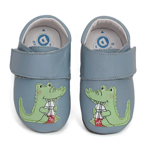 Pantofi primii pasi, interior,  piele naturala, albastru, crocodil, D.D.Step_K1596-41603-18/19_Pebebe