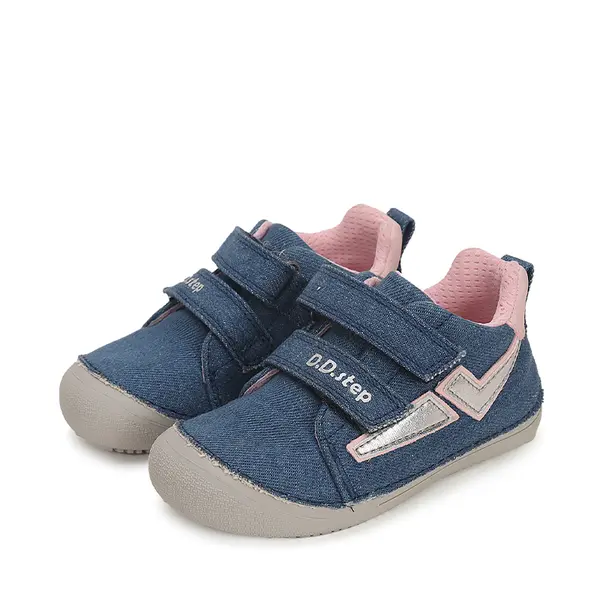 Pantofi barefoot fete, material textil, denim, D.D.Step_C063-41341CM-29_Pebebe