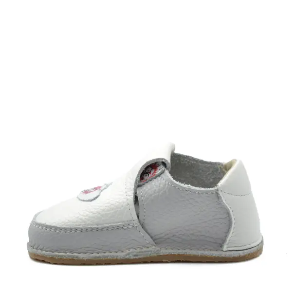 Pantofi barefoot, primii pasi, piele naturala, talpa flexibila, alb, monstruleti, Supreme_Ari-010-16_Pebebe