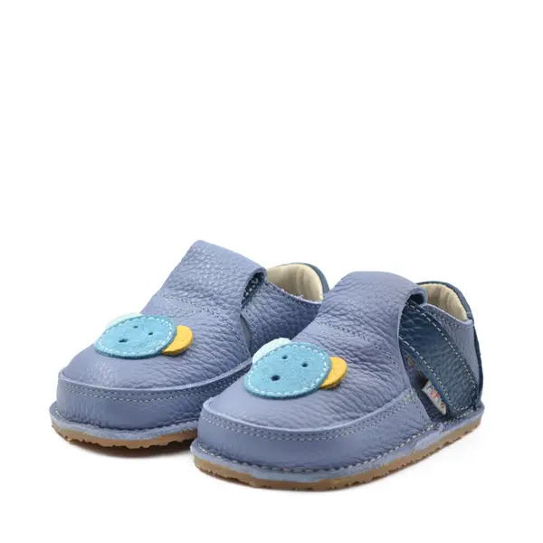 Pantofi barefoot, primii pasi, piele naturala, talpa flexibila, albastru, ursulet, Happy Koala_Ari-009-16_Pebebe