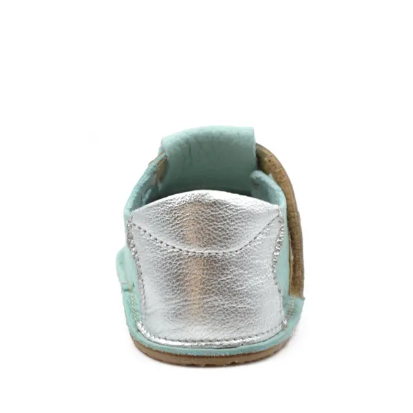 Pantofi barefoot, primii pasi, piele naturala, talpa flexibila, turcoaz, ursulet, Rain_Ari-006-18_Pebebe