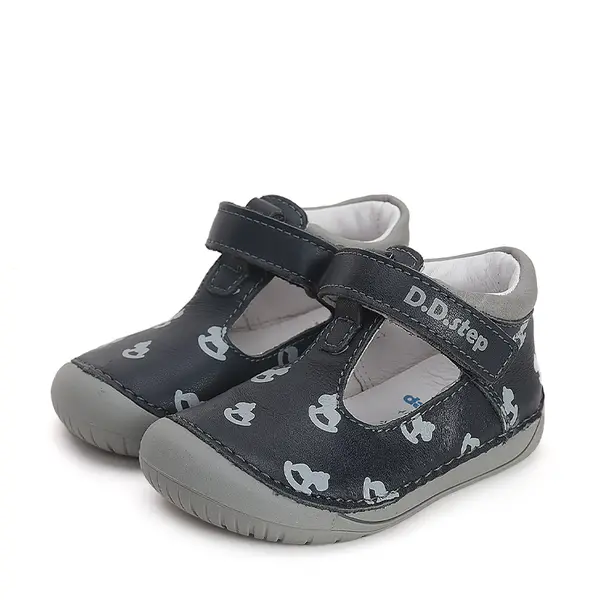 Pantofi decupati, piele naturala, primii pași, Barefoot, bleumarin, calut, D.D.Step_H070-41464A-20_Pebebe