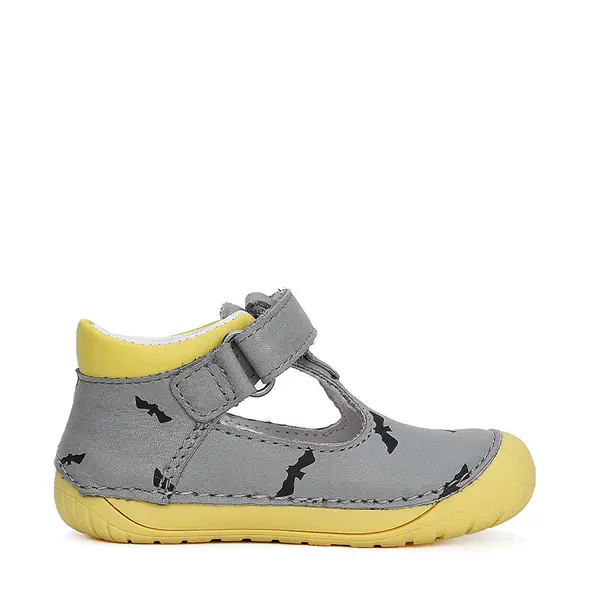 Pantofi decupati, piele naturala, primii pași, Barefoot, gri, liliac, D.D.Step_H070-41464B-20_Pebebe