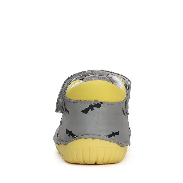 Pantofi decupati, piele naturala, primii pași, Barefoot, gri, liliac, D.D.Step_H070-41464B-20_Pebebe