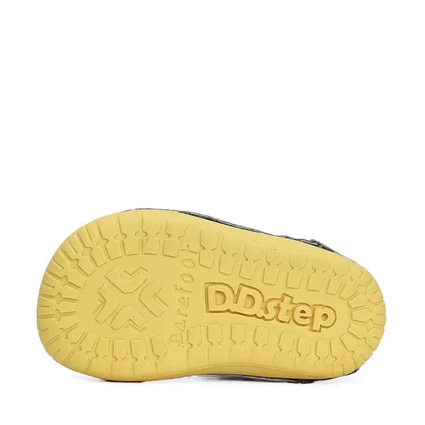 Pantofi decupati, piele naturala, primii pași, Barefoot, gri, liliac, D.D.Step_H070-41464B-20_Pebebe