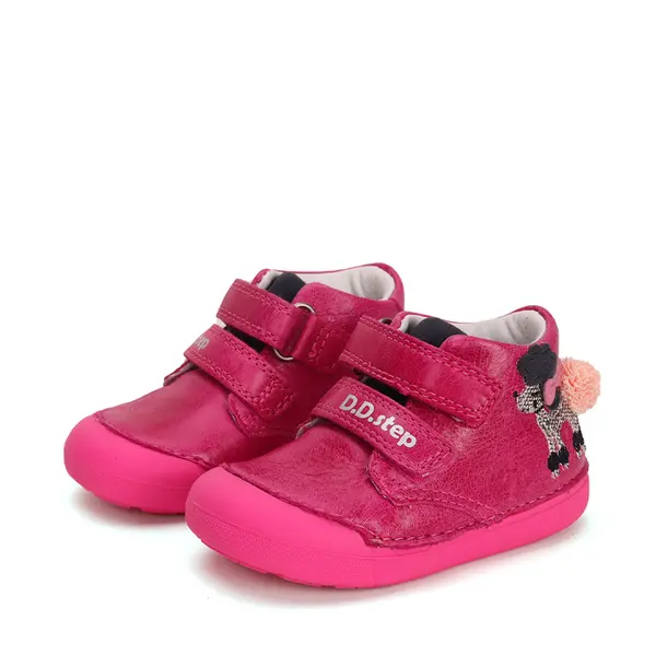 Pantofi din piele naturala, barefoot, roz, pudel, D.D.Step_S066-41382A-24_Pebebe