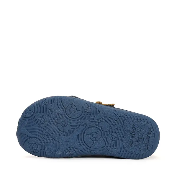 Pantofi din piele naturala, baieti, barefoot, albastru, tigru, D.D.Step_S073-41369-20_Pebebe