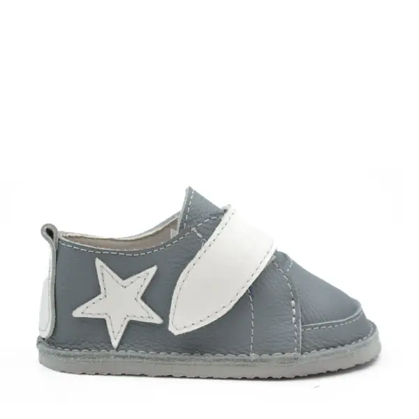 Pantofi din piele pentru copii, talpa cauciuc, gri_RO-102-2-17_Pebebe