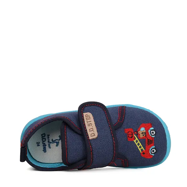 Pantofi interior, material textil, bleumarin, masinuță de pompieri, D.D.Step_CSB-41280AM-31_Pebebe
