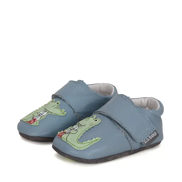 Pantofi primii pasi, interior,  piele naturala, albastru, crocodil, D.D.Step_K1596-41603-18/19_Pebebe