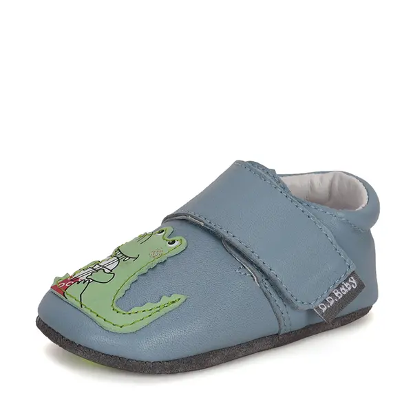Pantofi primii pasi, interior,  piele naturala, albastru, crocodil, D.D.Step_K1596-41603-18/19_Pebebe