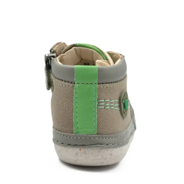 Pantofi Sonistreet, piele naturala si material textil, talpa flexibila, khaki verde, Kickers_928060-10-201-18_Pebebe
