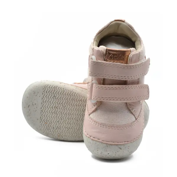 Pantofi Sostankro, piele naturala si material textil, talpa flexibila, roz deschis, Kickers_894561-10-131-21_Pebebe