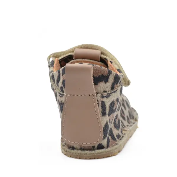 Sandale copii, barefoot, primii pasi, piele naturala, talpa flexibila, inchidere cu scai, animal print_RO-103-1-21_Pebebe