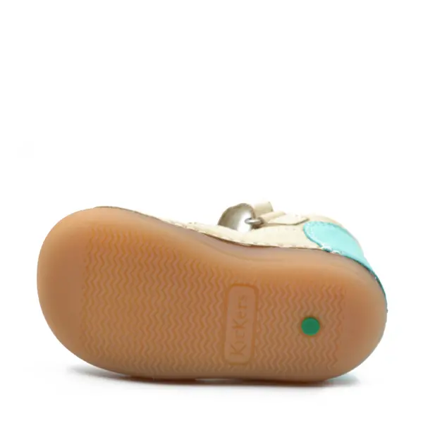 Sandale Sushy, piele naturala, talpa flexibila, bej albastru, Kickers_611086-10-111-18_Pebebe