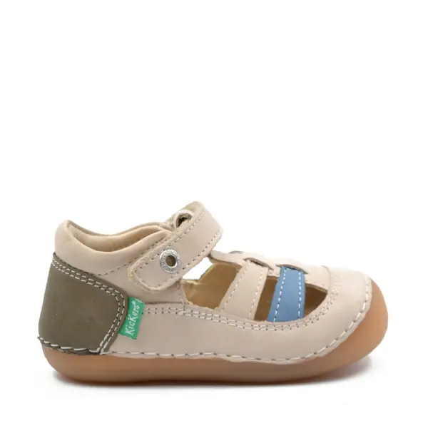 Sandale Sushy, piele naturala, talpa flexibila, bej khaki, Kickers_611086-10-113-20_Pebebe