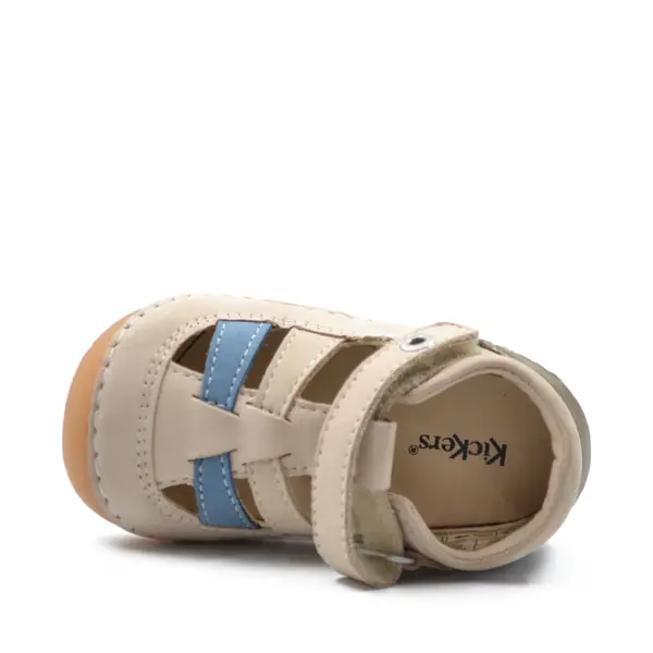 Sandale Sushy, piele naturala, talpa flexibila, bej khaki, Kickers_611086-10-113-20_Pebebe