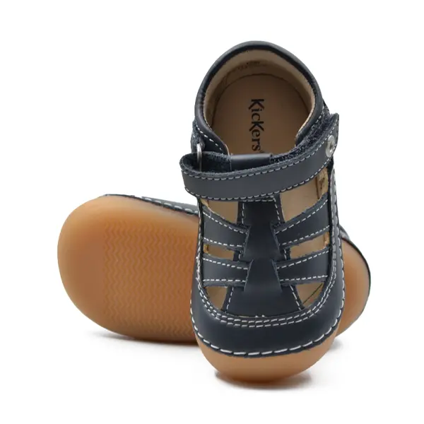 Sandale Sushy, piele naturala, talpa flexibila, bleumarin, Kickers_611084-10-102-18_Pebebe