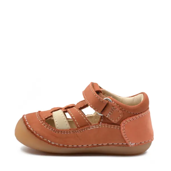 Sandale Sushy, piele naturala, talpa flexibila, camel orange, Kickers_611086-10-116-18_Pebebe