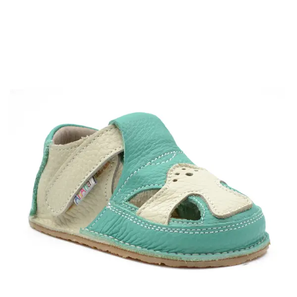 Sandale barefoot, primii pasi, piele naturala, talpa flexibila, verde, Eduardo_Ari-100-8-16_Pebebe