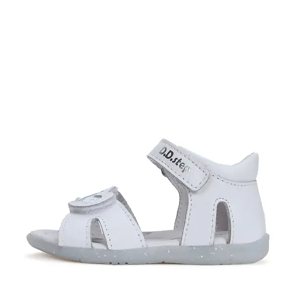 Sandale fete, piele naturala, alb cu inimioara, D.D.Step_G075-41103M-29_Pebebe