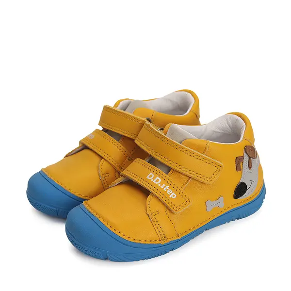 Pantofi baieti, piele naturala, barefoot, galben, catel, D.D.Step_S082-41792B-20_Pebebe