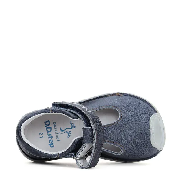 Pantofi barefoot copii, piele naturala, talpa din cauciuc, bleumarin, D.D.Step_H085-41850A-21_Pebebe