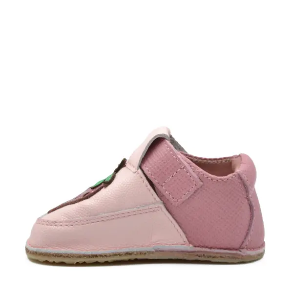 Pantofi barefoot copii, piele naturala, talpa flexibila, roz prafuit, Capsuna_RO-16-17-21_Pebebe