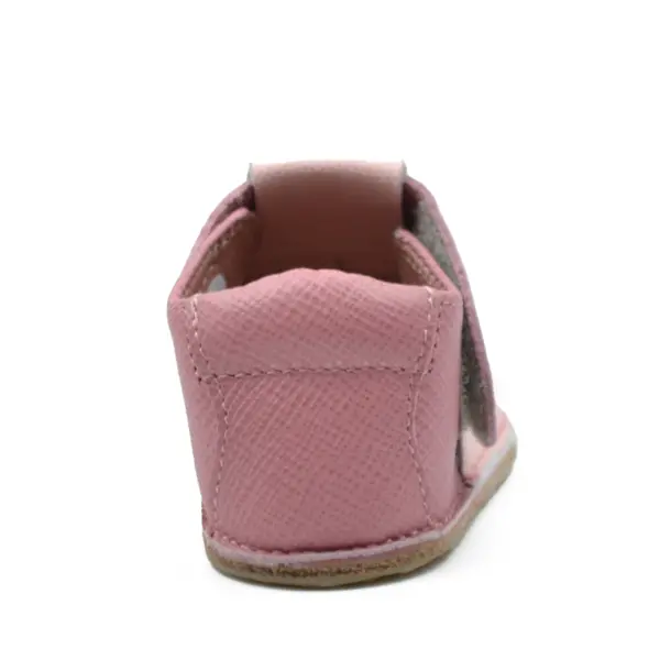 Pantofi barefoot copii, piele naturala, talpa flexibila, roz prafuit, Capsuna_RO-16-17-22_Pebebe