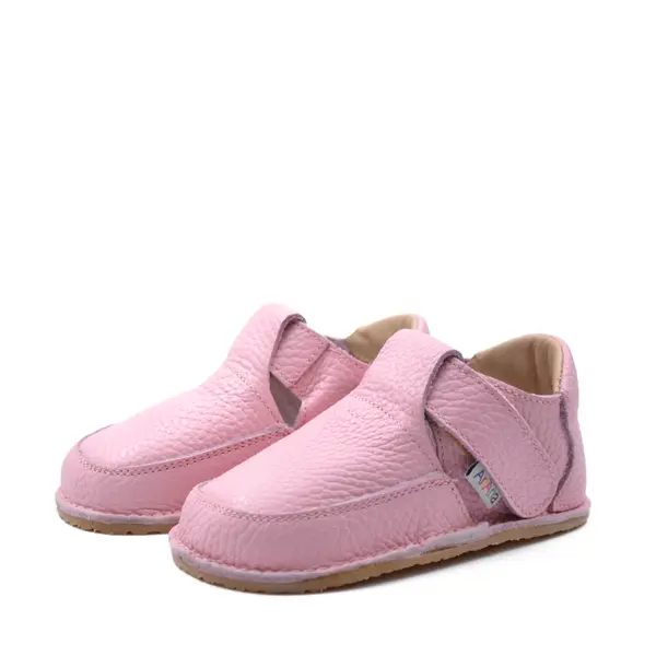 Pantofi barefoot, primii pasi, piele naturala, talpa flexibila, roz, Barbie_Ari-020-6-22_Pebebe