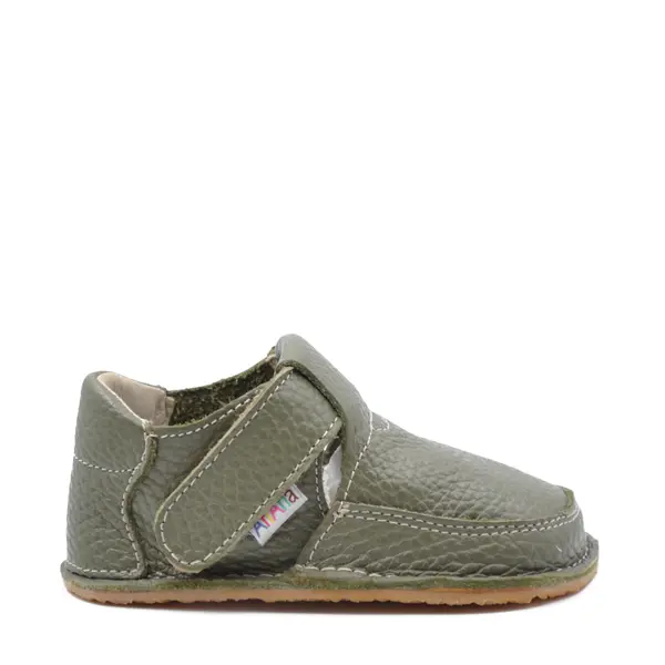 Pantofi barefoot, primii pasi, piele naturala, talpa flexibila, verde khaki, Marcus_Ari-020-7-16_Pebebe