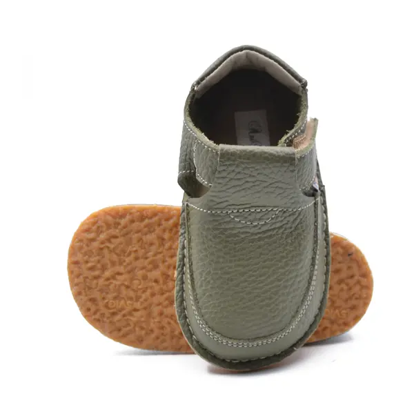 Pantofi barefoot, primii pasi, piele naturala, talpa flexibila, verde khaki, Marcus_Ari-020-7-16_Pebebe