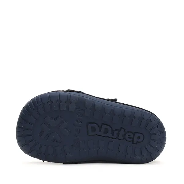 Pantofi copii, piele naturala, barefoot, bleumarin sidef, inimioare, D.D.Step_S070-42189-20_Pebebe