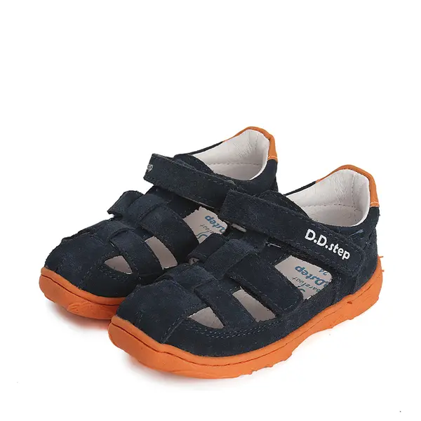 Sandale Copii, barefoot, piele naturala, bleumarin, D.D.Step_G077-41565-21_Pebebe