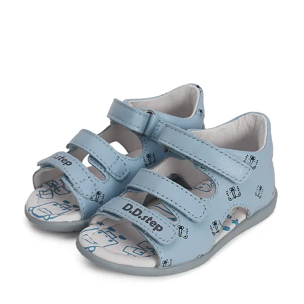 Sandale baieti, piele naturala, tigru, albastru, D.D.Step_G075-41906-19_Pebebe
