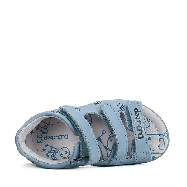 Sandale baieti, piele naturala, tigru, albastru, D.D.Step_G075-41906-19_Pebebe