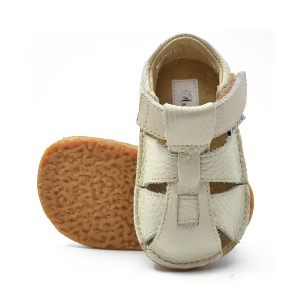 Sandale barefoot, piele naturala, talpa flexibila, crem, Ivony_ARI-101-2-24_Pebebe