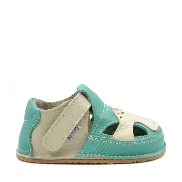 Sandale barefoot, primii pasi, piele naturala, talpa flexibila, verde, Eduardo_Ari-100-8-16_Pebebe