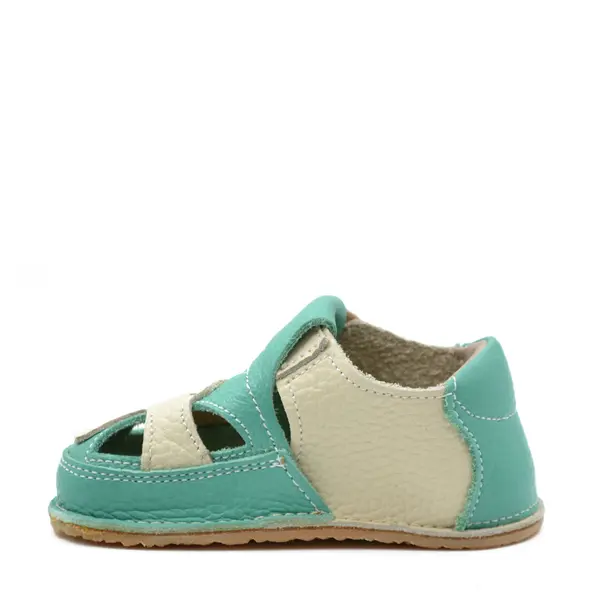 Sandale barefoot, primii pasi, piele naturala, talpa flexibila, verde, Eduardo_Ari-100-8-16_Pebebe