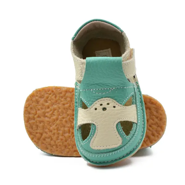 Sandale barefoot, primii pasi, piele naturala, talpa flexibila, verde, Eduardo_Ari-100-8-16_Pebebe