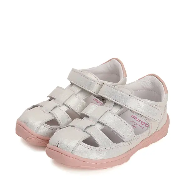 Sandale Copii, barefoot, piele naturala, argintiu, D.D.Step_G077-41565C-25_Pebebe