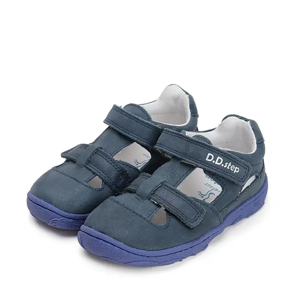 Sandale Copii, barefoot, piele naturala, bleumarin, D.D.Step_G077-41892-21_Pebebe