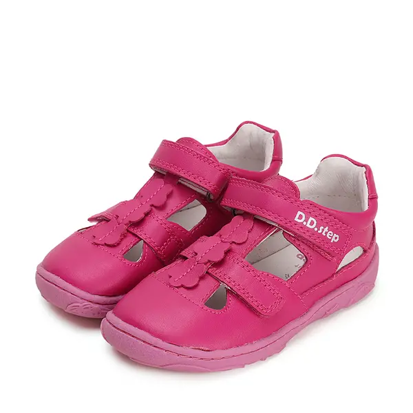 Sandale Copii, barefoot, piele naturala, fuchsia, D.D.Step_G077-41892B-20_Pebebe