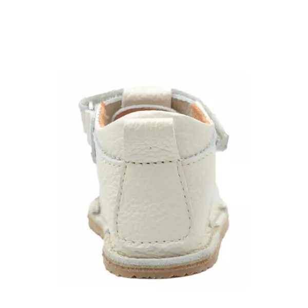 Sandale copii, barefoot, primii pasi, piele naturala, talpa flexibila, inchidere cu scai, crem_RO-100-3-22_Pebebe
