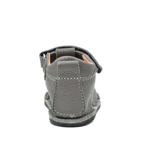 Sandale copii, barefoot, primii pasi, piele naturala, talpa flexibila, inchidere cu scai, gri_RO-100-8-17_Pebebe