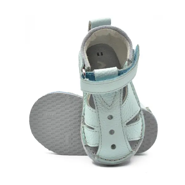 Sandale copii, barefoot, primii pasi, piele naturala, talpa flexibila, inchidere cu scai, baby blue_RO-100-11-24_Pebebe
